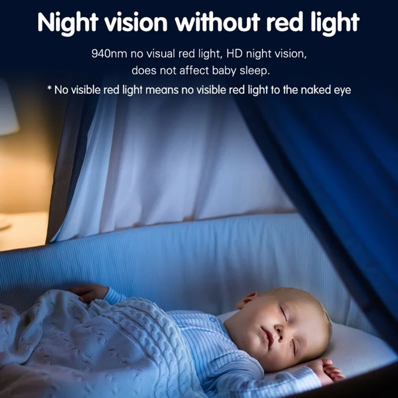 C8-A WiFi Baby Monitor 1080P Video Camera with Screen / Remote Tracking / Cry Detection / App Control - White+Green