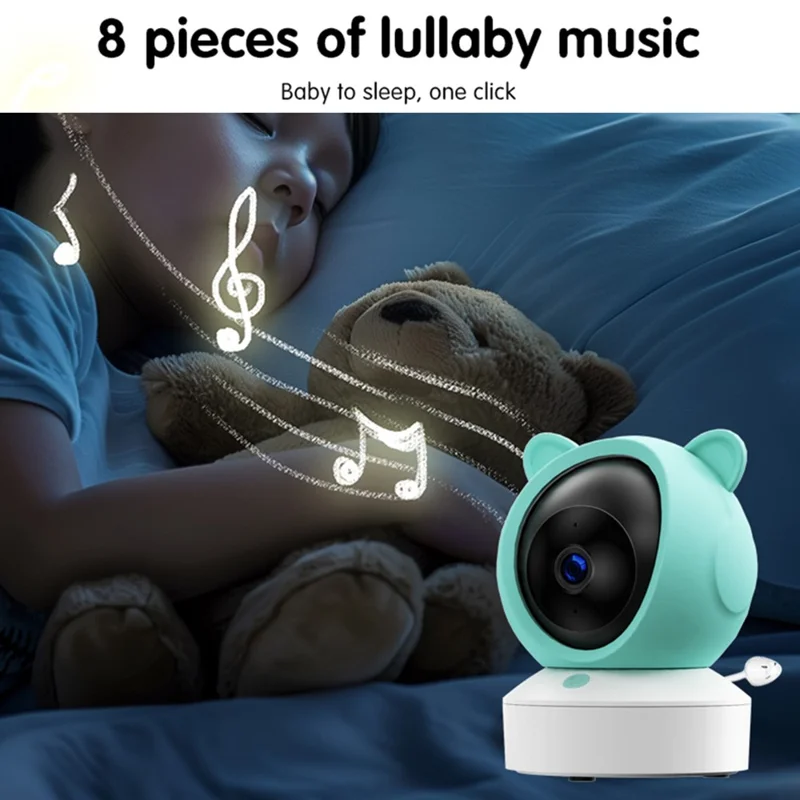 C8-A WiFi Baby Monitor 1080P Video Camera with Screen / Remote Tracking / Cry Detection / App Control - White+Green