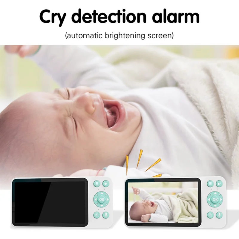 C8-A WiFi Baby Monitor 1080P Video Camera with Screen / Remote Tracking / Cry Detection / App Control - White+Green