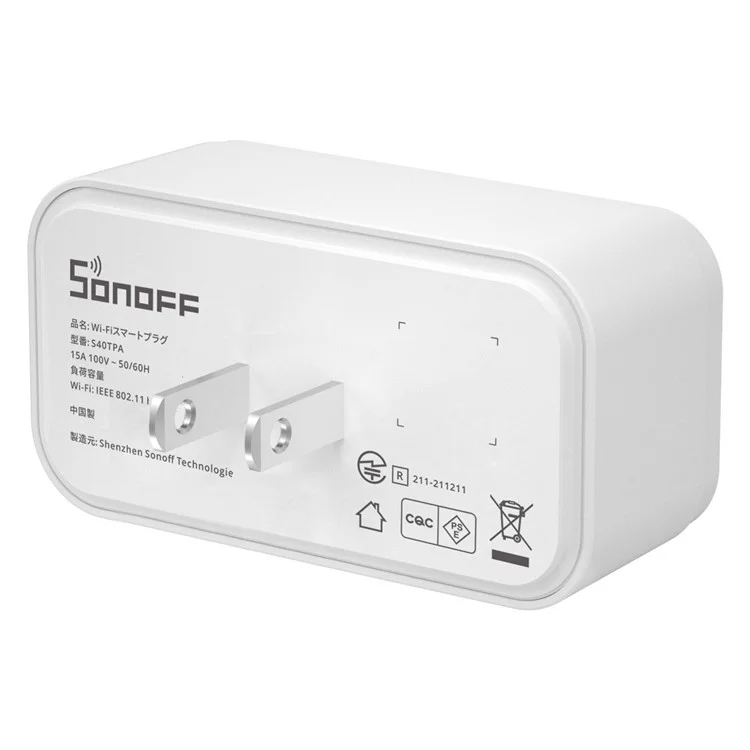 SONOFF S40 WiFi Smart Socket Mini Plug Para la Aplicación de Soporte de Enchufe Compacto de la Oficina en Casa / Control de Voz - Dos Agujeros