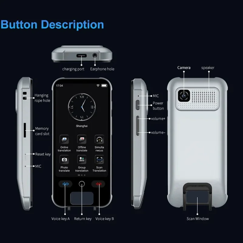 S25 PRO 3,5-Zoll-Touchscreen AI-Übersetzungsgerät mit 148 Sprachen, Sprach-, Foto- und Textübersetzer, Offline-Übersetzer