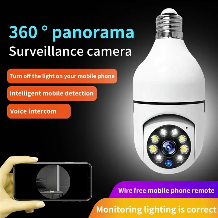 Caméra de sécurité sans fil XY-3120S Bulb Shape IP 2.4G / 4G Wifi Caméra de surveillance à domicile Appel bidirectionnel Webcam Prise en charge de la rotation panoramique HD 360 degrés