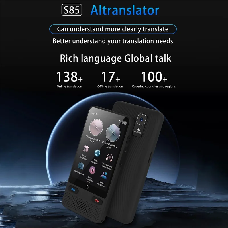 S85 Portable Language Translator 138 Languages Voice Offline Recording Translation Device