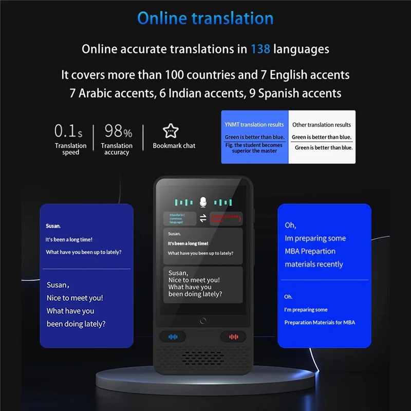 S85 Portable Language Translator 138 Languages Voice Offline Recording Translation Device