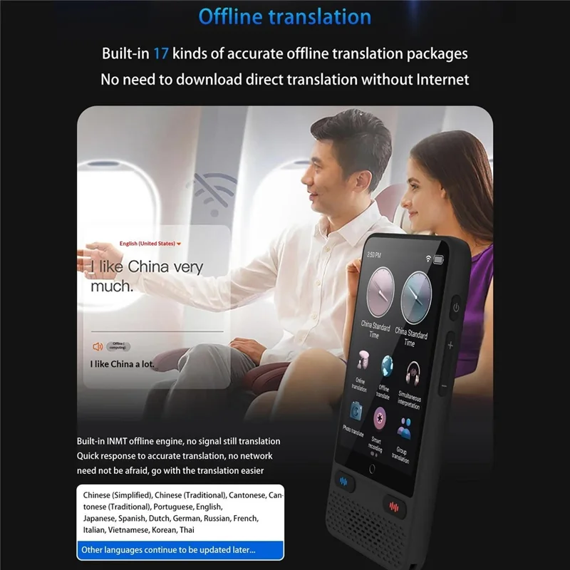 S85 Portable Language Translator 138 Languages Voice Offline Recording Translation Device