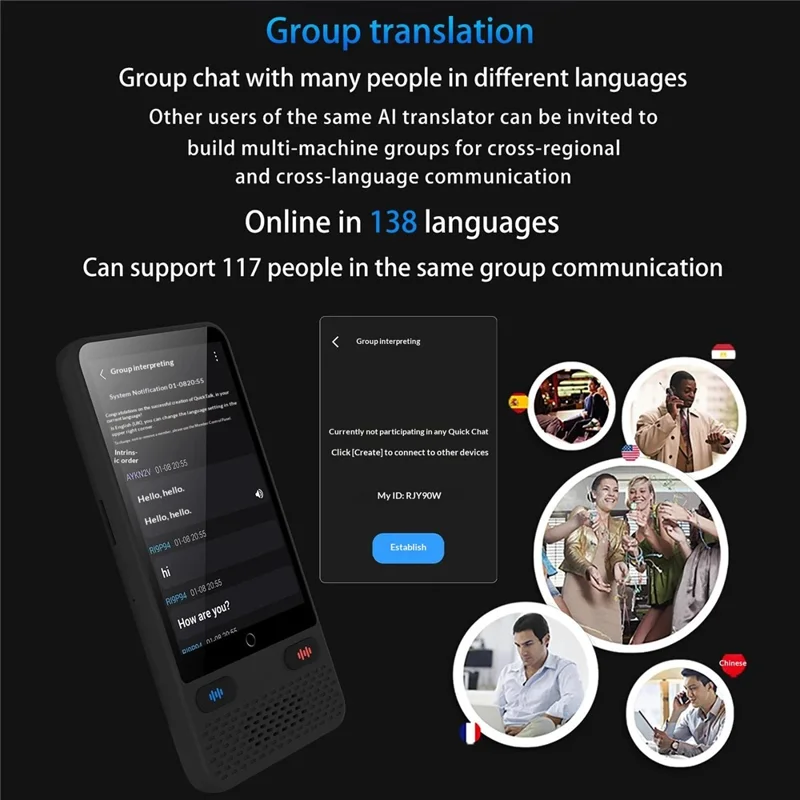 S85 Portable Language Translator 138 Languages Voice Offline Recording Translation Device