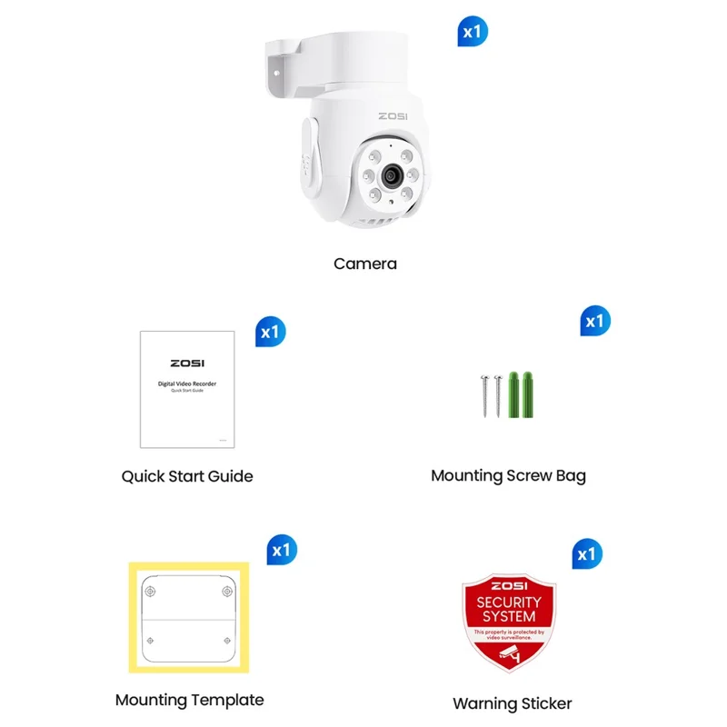 ZOSI 360 Degree Pan 90 Degree Tilt Security Camera Compatible with Zosi 2MP  /  5MP  /  8MP DVR 1080P HD TVI Outdoor Indoor Waterproof Night Vision Safety Camera