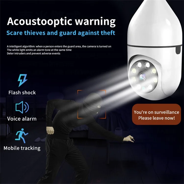 Lampadina XY-3120S a forma di sfera 4G / 5G WiFi Telecamera IP Wireless per la sicurezza domestica Videocamera panoramica a 360 gradi regolabile HD Supporto per chiamate vocali bidirezionali