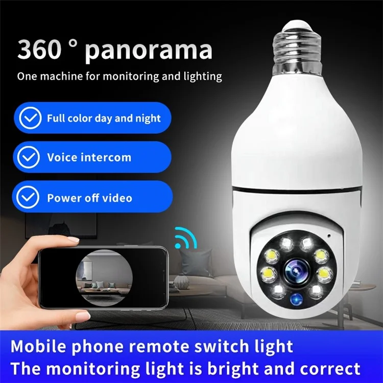Lampadina XY-3120S a forma di sfera 4G / 5G WiFi Telecamera IP Wireless per la sicurezza domestica Videocamera panoramica a 360 gradi regolabile HD Supporto per chiamate vocali bidirezionali
