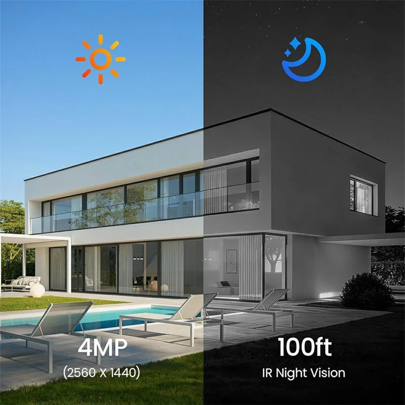 ZOSI Система видеонаблюдения PoE с 5MP 8-канальным NVR и 4 шт. AI-камерами с обнаружением людей и транспортных средств, дальность ночного виденья 100 футов, HD наружные 4MP IP-камеры (без жесткого диска) — белый