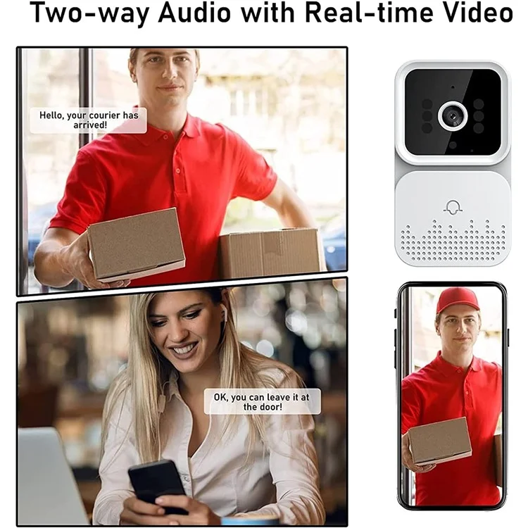 M-01 Smart Doorbell Camera Remote Controlled HD Two-way Audio Call Door Bell Night Vision Cam Monitor for Home