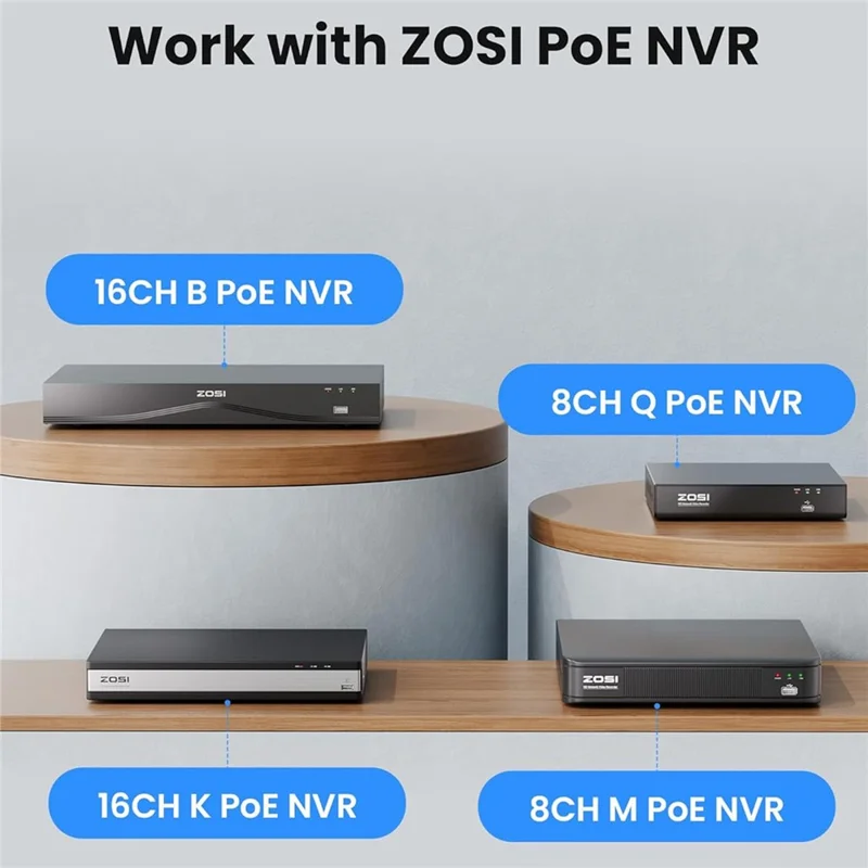 ZOSI C220 2Pcs 4K UHD 8MP PoE Add-On IP Camera AI Person  /  Vehicle Detection Two-Way Audio Night Vision Security Cam - White