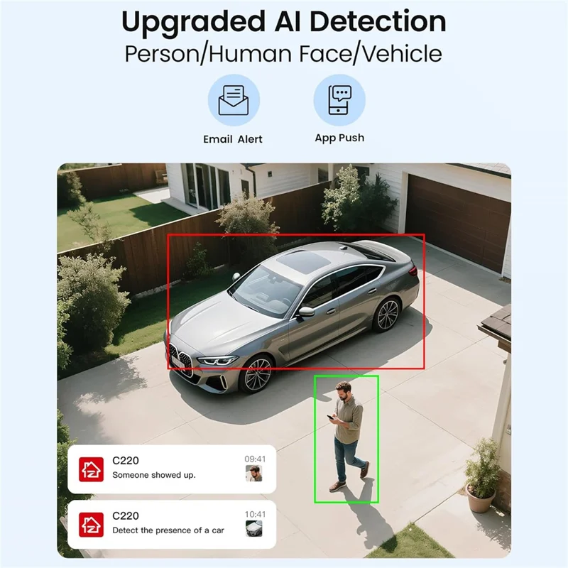 ZOSI C220 2Pcs 4K UHD 8MP PoE Add-On IP Camera AI Person  /  Vehicle Detection Two-Way Audio Night Vision Security Cam - White