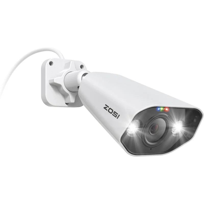 ZOSI 2Pcs 4K PoE Add-on Camera 8MP AI Human Vehicle Detection Waterproof Color Night Vision Security Bullet Cam - White