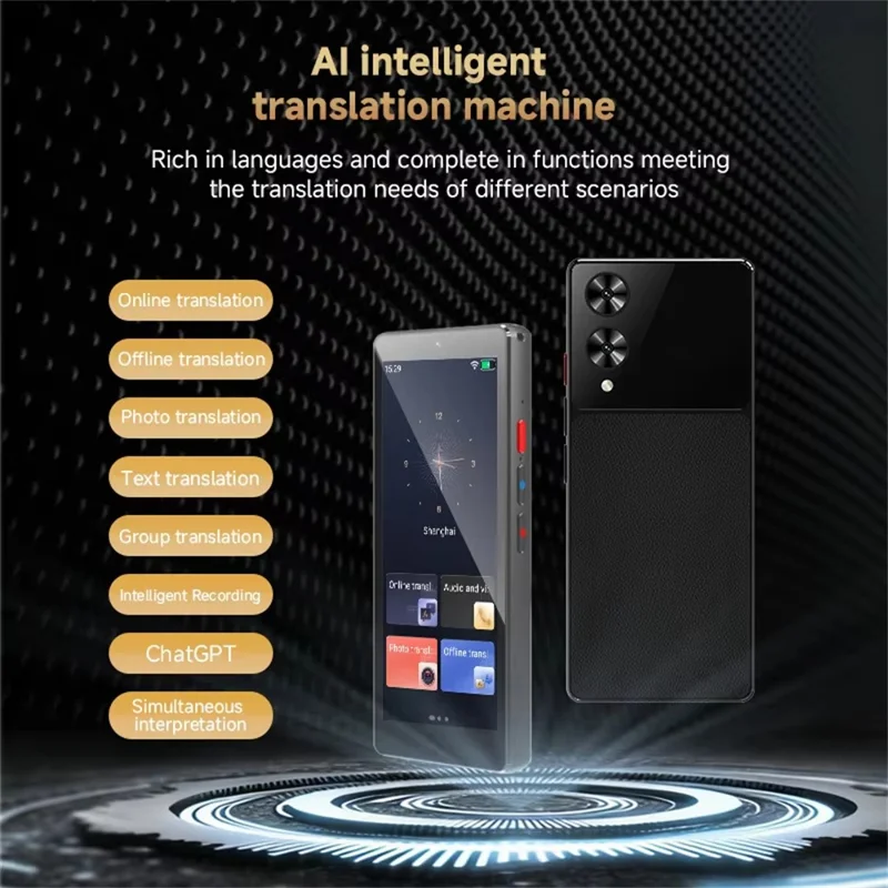 S20 Pro AI Language Translator 5 Inch HD Screen 148 Languages Real Time Voice Translation Device for Travel Business Learning - Black