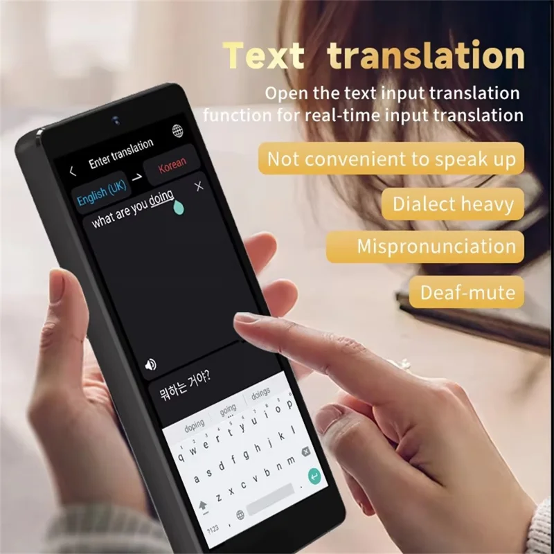 S20 Pro AI Language Translator 5 Inch HD Screen 148 Languages Real Time Voice Translation Device for Travel Business Learning - Black