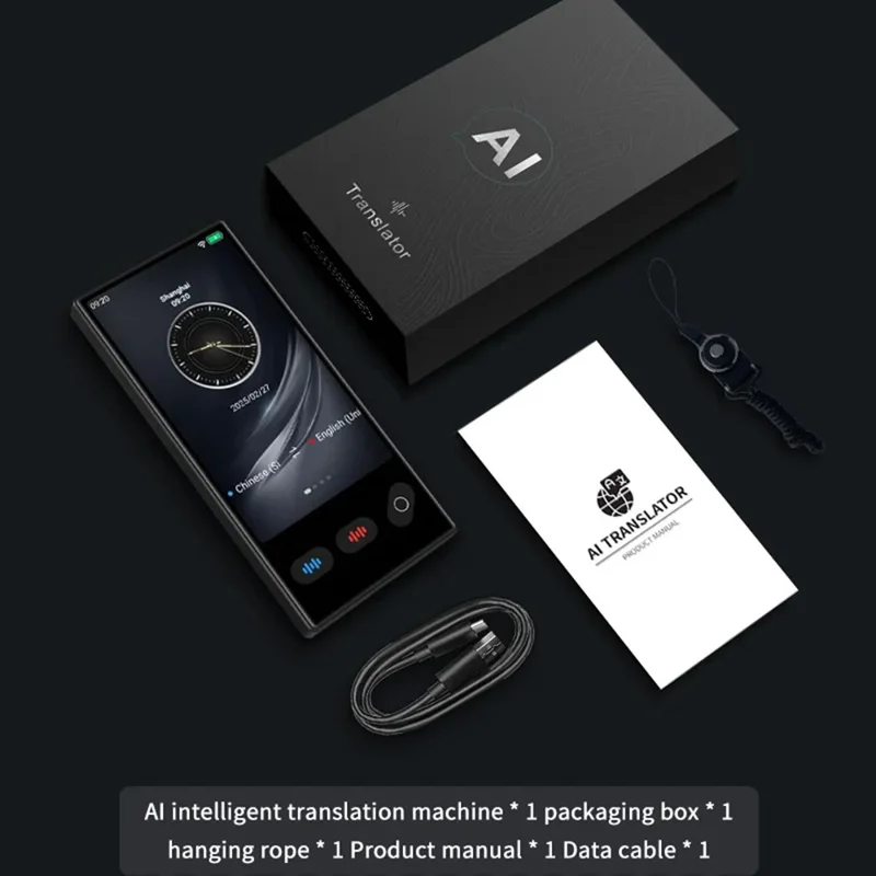 S35 Portable AI Language Translator for Travel Business 148 Languages Touch Screen Voice Translation Device - Black