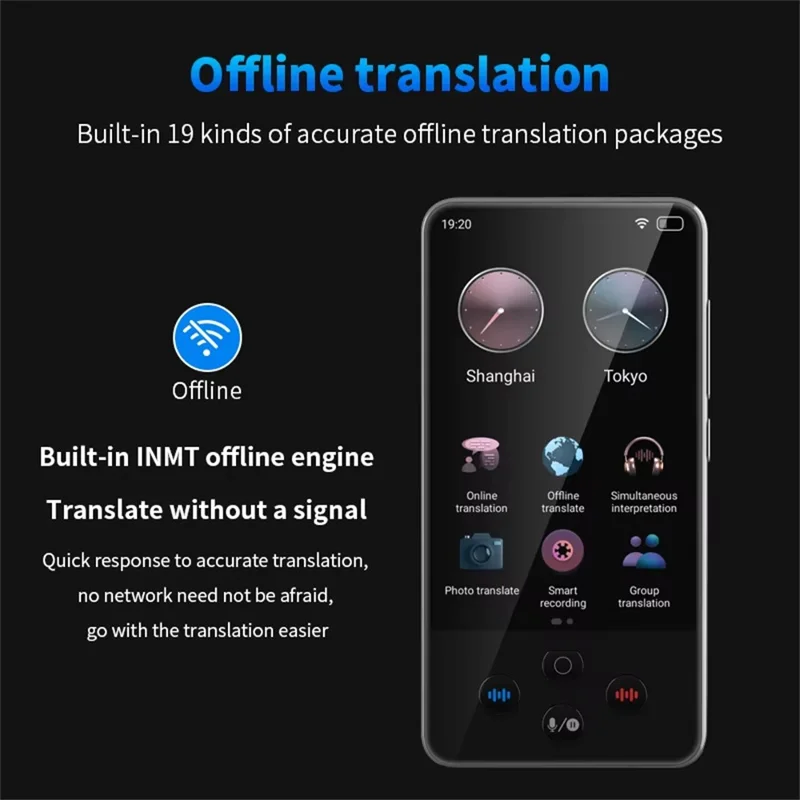 S85-Pro Language Translator 4 Inch 138 Languages Voice Video Recording Offline Translation Device for Travel Business Learning