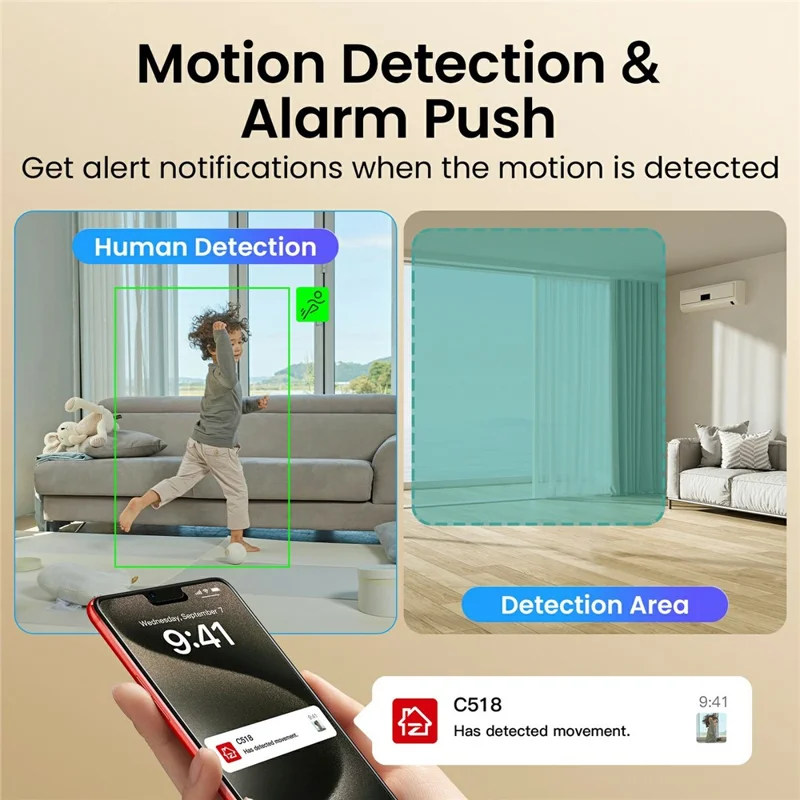 ZOSI C518 1080P Security Camera 2MP Indoor WiFi Pan Tilt AI Human Detection Auto Tracking Night Vision Two-Way Audio Safety Camera - White  /  EU Plug