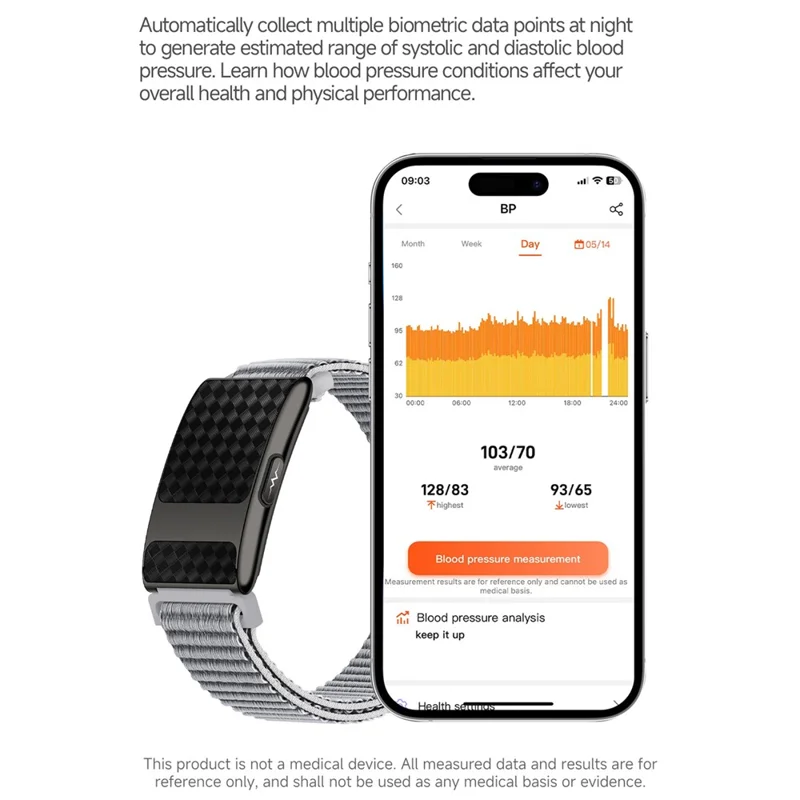 TK35 Pro Screenless Smart Band ECG Heart Rate SpO2 Body Temp Health Tracker IP68 Waterproof - Gold