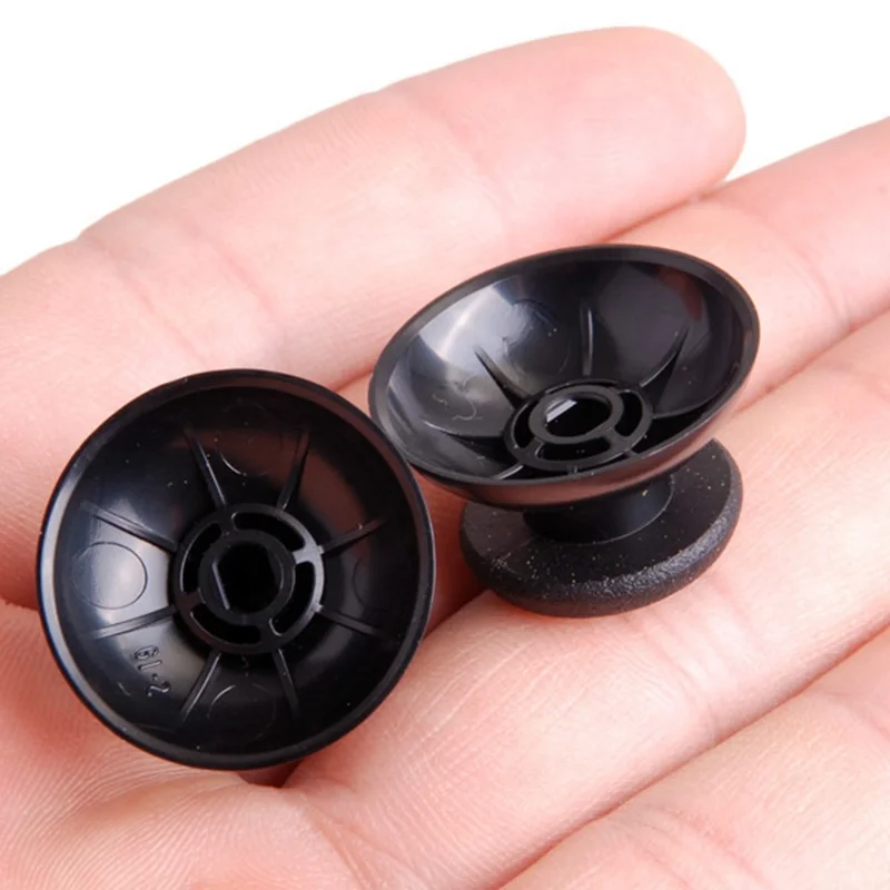 2Pcs For Sony PlayStation 4 Joystick Cap Thumbstick Replacement Anti-Slip Textured Gaming Controller Repair Accessory - Black