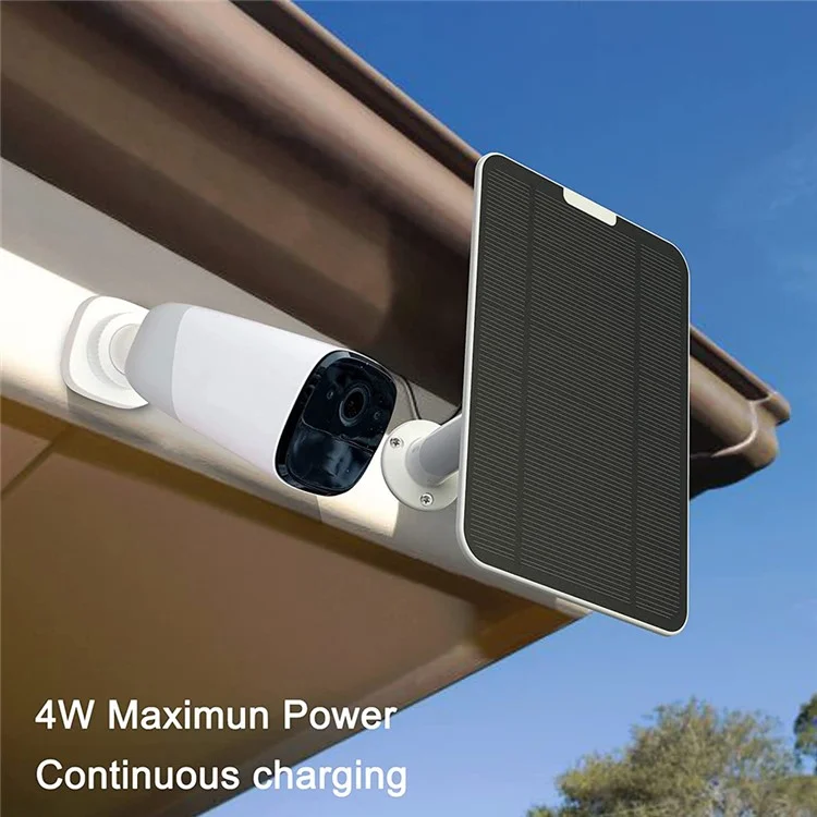 4W USB Solar Panel for Security Camera, Waterproof Solar Charger for Camera with 360-Degree Adjustable Mounting