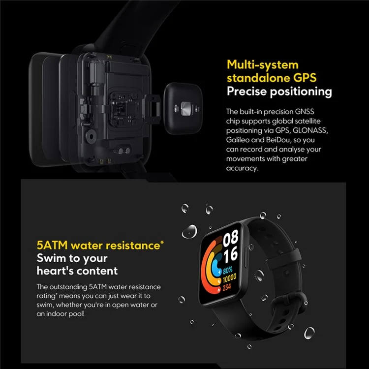 POCO Watch Global EU Version 1.6" AMOLED Smart Watch 5ATM Waterproof Multi Sports Mode Fitness Watch - Black