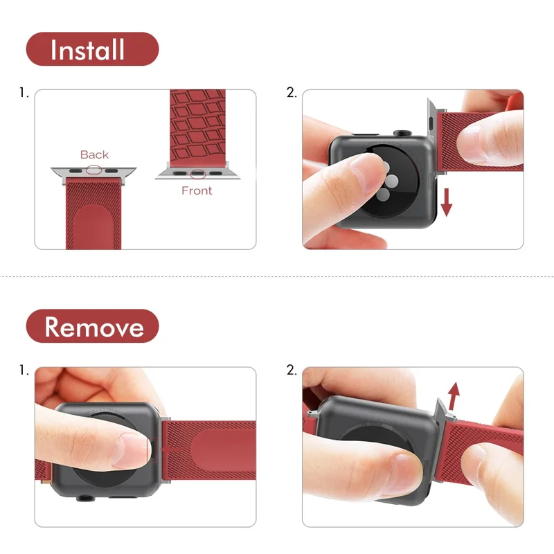 AHASTYLE WA03 For Apple Watch Ultra 3 2 1 49mm / Series 11 10 46mm / 9 8 7 45mm / SE3 SE2 SE 6 5 4 44mm / 3 2 1 42mm Silicone Watch Strap - Red