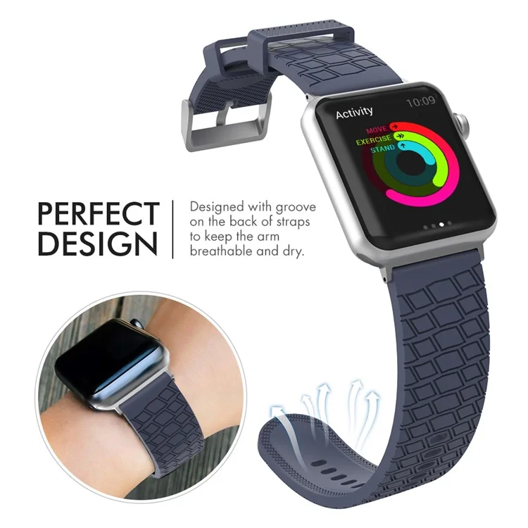 AHASTYLE WA03 Für Apple Watch Series 10 46mm / Ultra 2 Ultra 49mm / Series 9 8 7 45mm / 6 5 4 SE (2023) SE (2022) SE 44mm / 3 2 1 42mm Silikon-Uhrenarmband - Mitternachtsblau