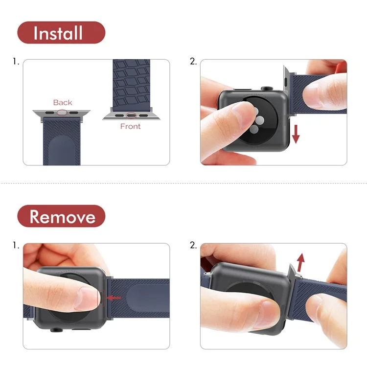 AHASTYLE WA03 Für Apple Watch Series 10 46mm / Ultra 2 Ultra 49mm / Series 9 8 7 45mm / 6 5 4 SE (2023) SE (2022) SE 44mm / 3 2 1 42mm Silikon-Uhrenarmband - Mitternachtsblau
