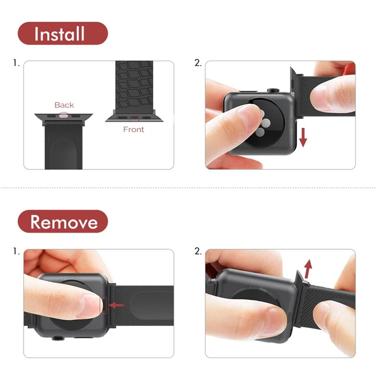 AHASTYLE WA03 Watch Strap for Apple Watch Series 10 42mm / 9 8 7 41mm / SE (2023) SE (2022) SE 6 5 4 40mm / 3 2 1 38mm Textured Silicone Band - Black