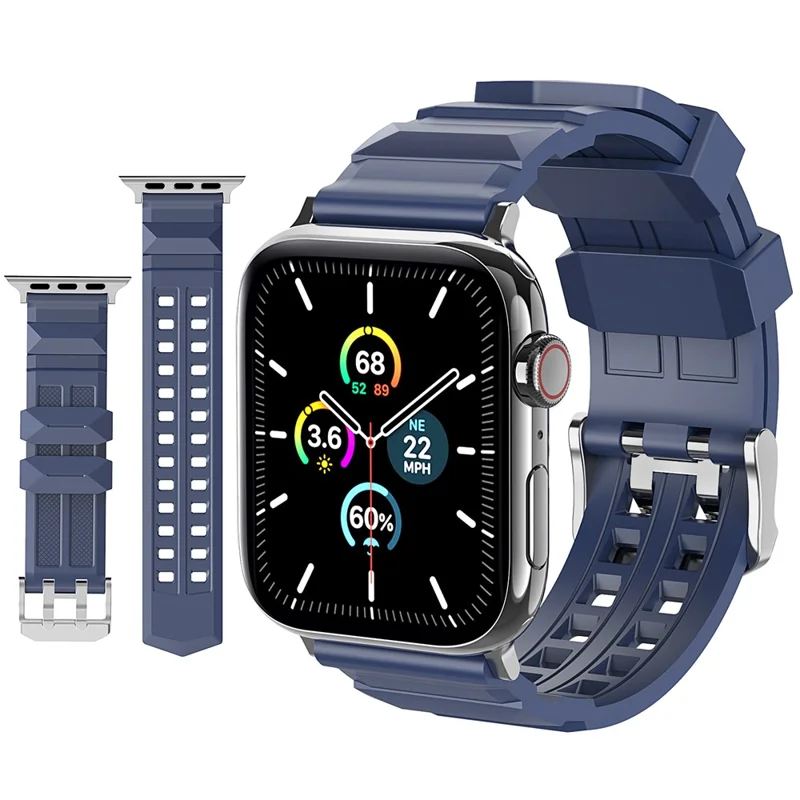 AHASTYLE WA12 Ремешок для Apple Watch серии 10 46 мм / Ultra 2 Ultra 49 мм / серии 9 8 7 45 мм / 6 5 4 SE (2023) SE (2022) SE 44 мм / 3 2 1 42 мм Силиконовый Watchband - Синий