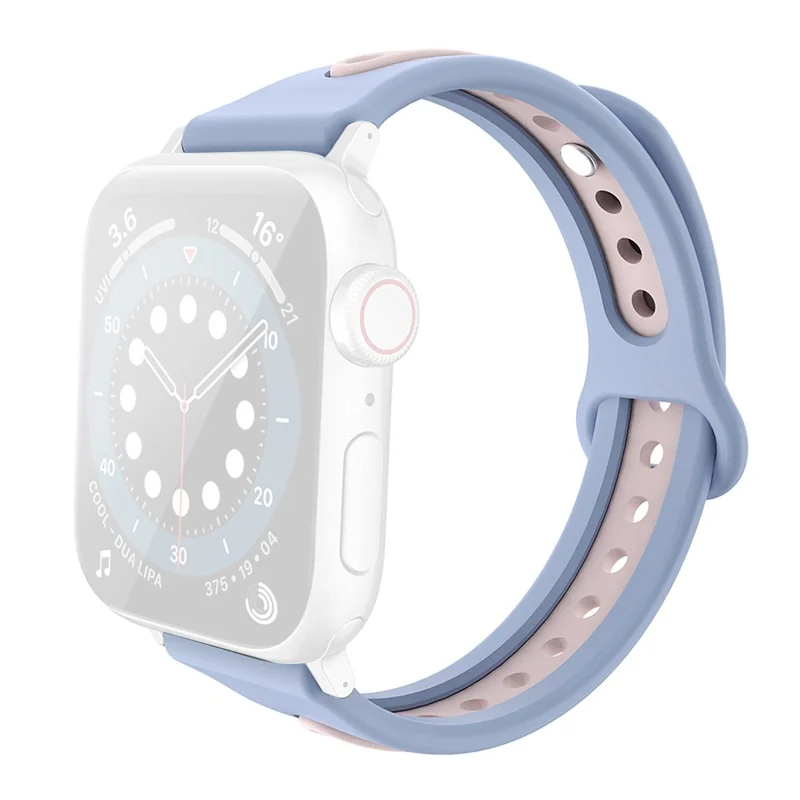 Banda para Apple Watch Serie 10 46 mm / Ultra 2 Ultra 49 mm / Serie 9 8 7 45 mm / 6 5 4 SE (2023) SE (2022) SE 44 mm / 3 2 1 42 mm AHASTYLE WA13 de doble color de silicona - Azul