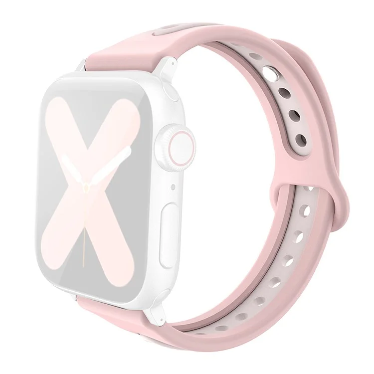 Bracelet AHASTYLE WA13 pour Apple Watch Série 10 46mm / Ultra 2 Ultra 49mm / Série 9 8 7 45mm / 6 5 4 SE (2023) SE (2022) SE 44mm / 3 2 1 42mm Dual Color Silicone - Rose