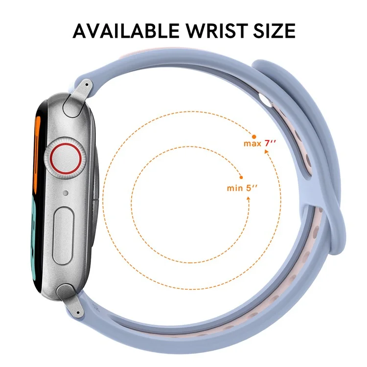 Bracelet AHASTYLE WA13 pour Apple Watch Série 10 46mm / Ultra 2 Ultra 49mm / Série 9 8 7 45mm / 6 5 4 SE (2023) SE (2022) SE 44mm / 3 2 1 42mm Dual Color Silicone - Rose