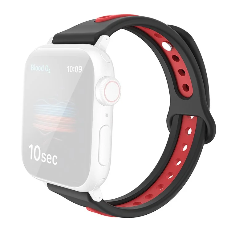 Banda para reloj AHASTYLE WA13 para Apple Watch Series 10 42mm / 9 8 7 41mm / SE (2023) SE (2022) SE 6 5 4 40mm / 3 2 1 38mm Correa de silicona de dos colores - Negro