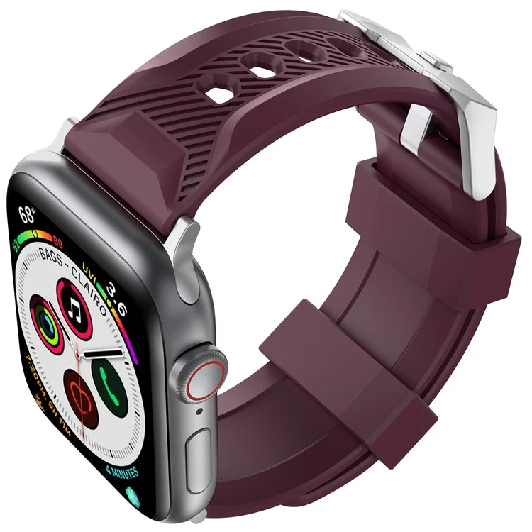 AHASTYLE WA10 Silicone Band for Apple Watch Series 10 46mm / Ultra 2 Ultra 49mm /  Series 9 8 7 45mm / 6 5 4 SE (2023) SE (2022) SE 44mm / 3 2 1 42mm Textured Watch Strap - Wine Red
