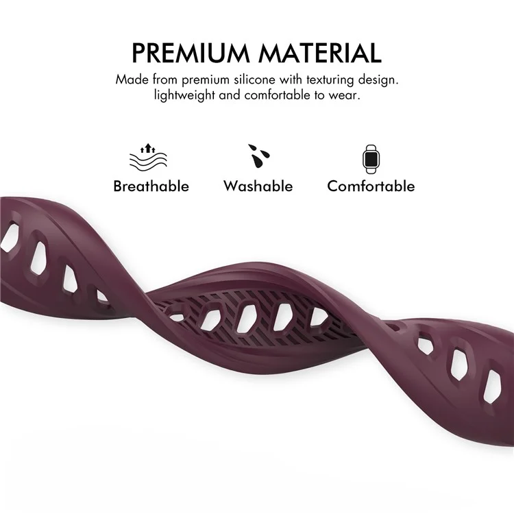 AHASTYLE WA10 Silicone Band for Apple Watch Series 10 46mm / Ultra 2 Ultra 49mm /  Series 9 8 7 45mm / 6 5 4 SE (2023) SE (2022) SE 44mm / 3 2 1 42mm Textured Watch Strap - Wine Red