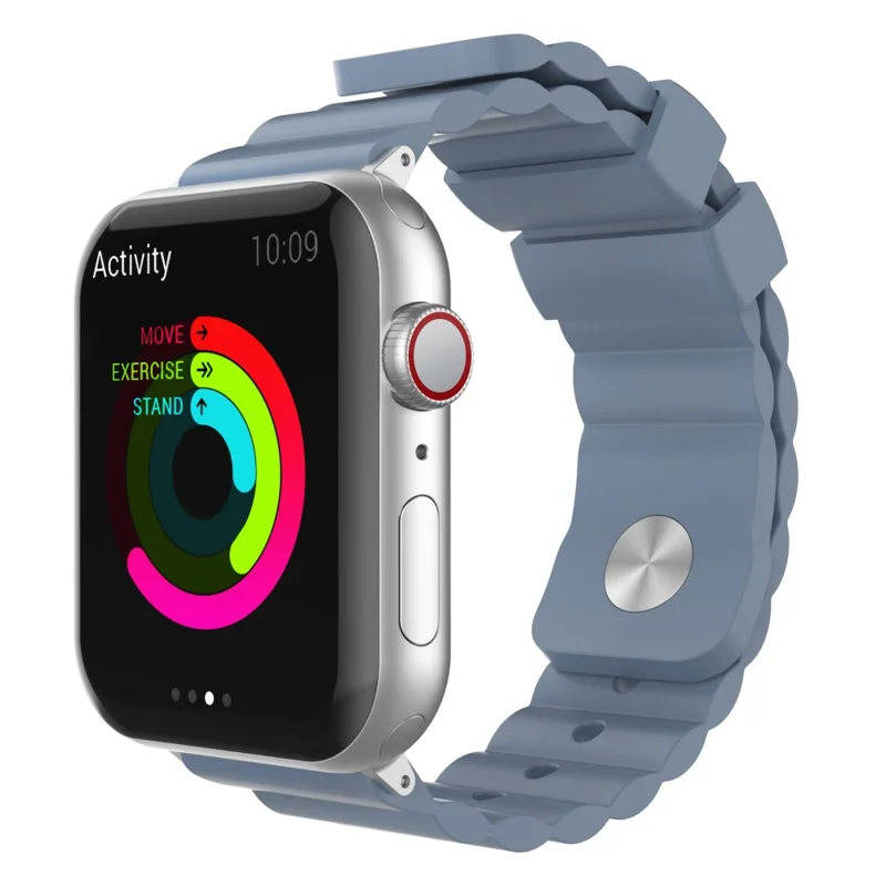 AHASTYLE WA02 Silicone Strap for Apple Watch Ultra 49mm / Series 8 7 45mm / Series 6 5 4 SE (2022) Series 44mm / SE 3 2 1 42mm Waterproof Watch Band - Grey Blue