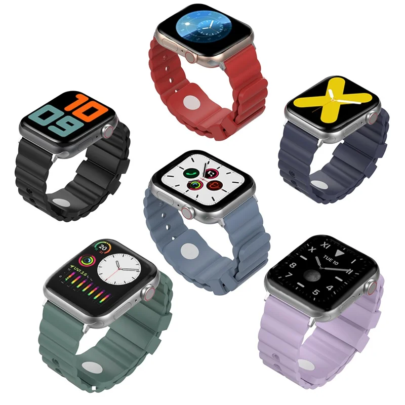 AHASTYLE WA02 Silicone Strap for Apple Watch Ultra 49mm / Series 8 7 45mm / Series 6 5 4 SE (2022) Series 44mm / SE 3 2 1 42mm Waterproof Watch Band - Grey Blue