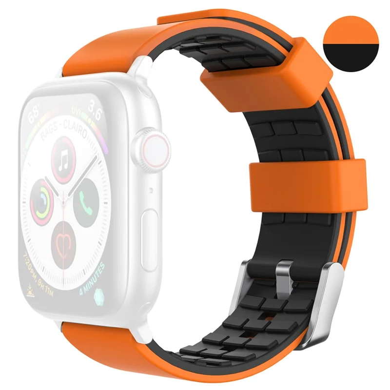 Banda de reloj AHASTYLE WA11 para Apple Watch Series 10 46 mm / Ultra 2 Ultra 49 mm / Series 9 8 7 45 mm / 6 5 4 SE (2023) SE (2022) SE 44 mm / 3 2 1 42 mm Colores de contraste Correa de silicona - Negro+Naranja