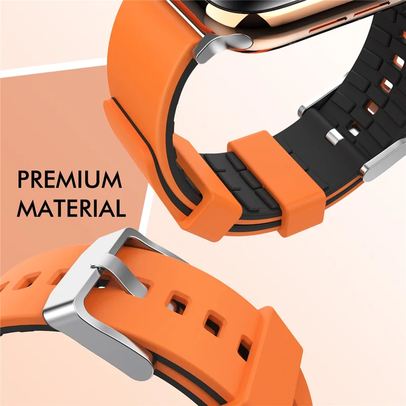 Banda de reloj AHASTYLE WA11 para Apple Watch Series 10 46 mm / Ultra 2 Ultra 49 mm / Series 9 8 7 45 mm / 6 5 4 SE (2023) SE (2022) SE 44 mm / 3 2 1 42 mm Colores de contraste Correa de silicona - Negro+Naranja