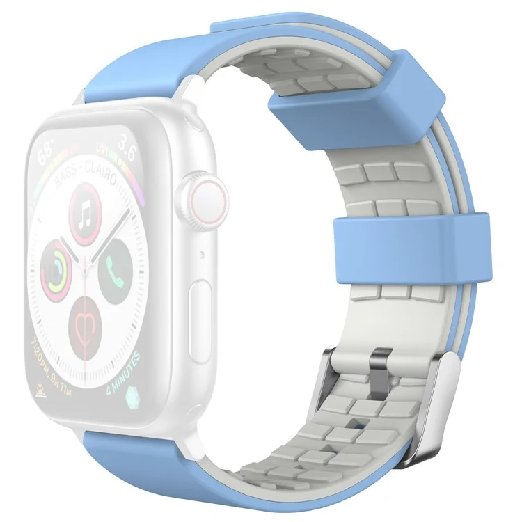 AHASTYLE WA11 Cinturino per Apple Watch Serie 10 46mm / Ultra 2 Ultra 49mm / Serie 9 8 7 45mm / 6 5 4 SE (2023) SE (2022) SE 44mm / 3 2 1 42mm Colori Contrastanti Cinturino in Silicone - Blu Cielo+Grigio Chiaro