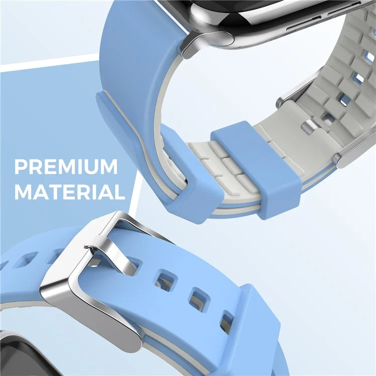AHASTYLE WA11 Cinturino per Apple Watch Serie 10 46mm / Ultra 2 Ultra 49mm / Serie 9 8 7 45mm / 6 5 4 SE (2023) SE (2022) SE 44mm / 3 2 1 42mm Colori Contrastanti Cinturino in Silicone - Blu Cielo+Grigio Chiaro