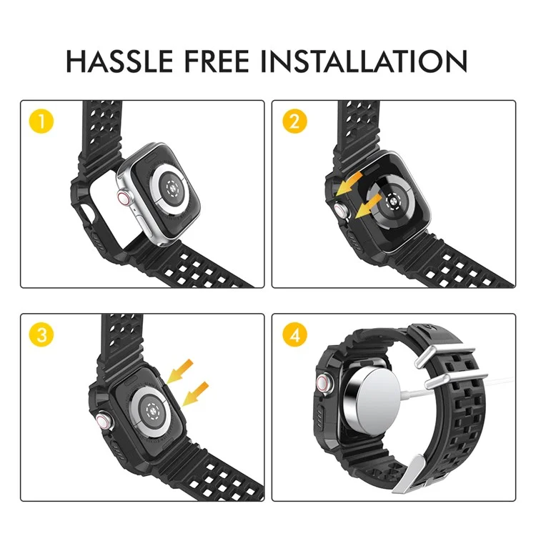 AHASTYLE WA07 Pour Apple Watch Series 6 5 4 SE (2022) SE 44mm / Series 3 2 1 42mm Bracelet en TPU doux avec boîtier - Noir