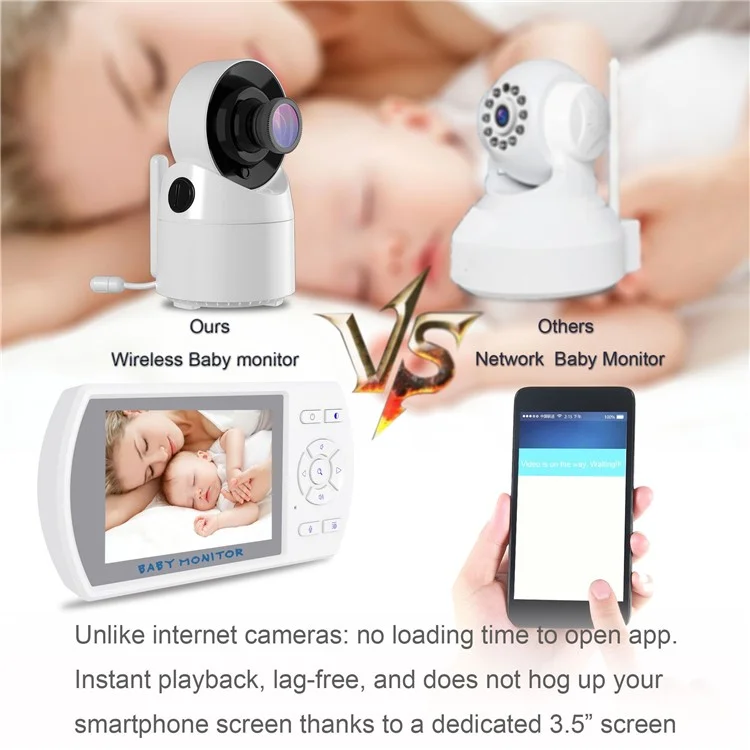 8003ZH 3,5-Zoll-Nachtsicht-Babymonitor-Videokamera 2,4 GHz Wireless Music Intercom Kamera - EU-Stecker