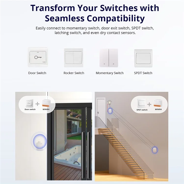 Sonoff Minir4 Wifi Smart Switch Módulo Zero Fire Modified Parts Mini Wifi Voice Remote Control Interruptor de Inicio