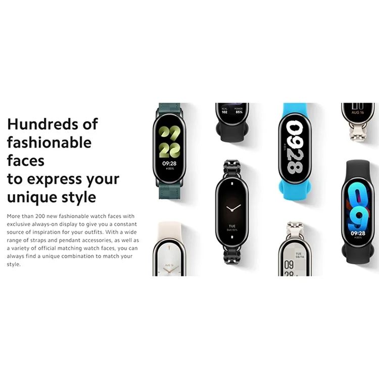 XIAOMI Smart Band 8 Globale Version, 1,62" AMOLED-Bildschirm Bluetooth Sportwatch Fitness Uhr - Weiß