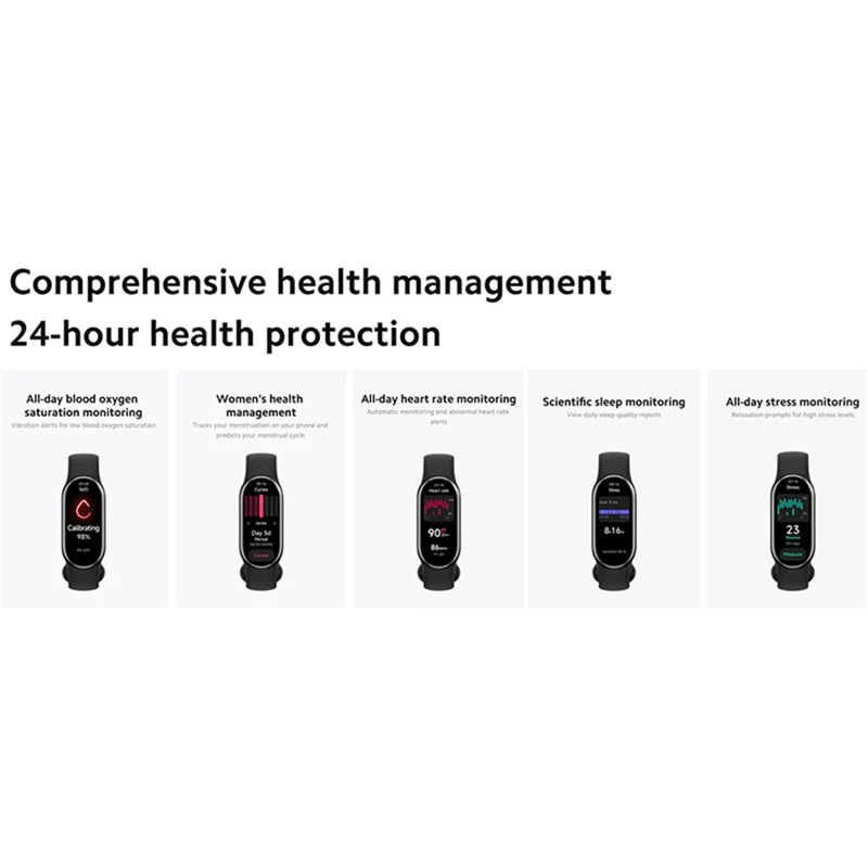 XIAOMI Smart Band 8 Version Mondiale, Écran AMOLED de 1,62" Montre Connectée Bluetooth Montre de Fitness - Noir