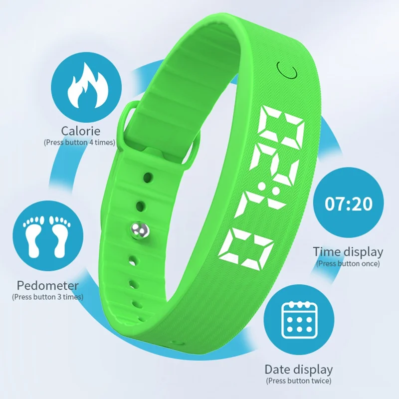 Pulsera inteligente W5SV con alarma vibratoria, monitor de sueño y pantalla digital eléctrica - Negro